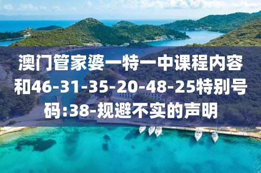 澳门管家婆一特一中课程内容和46-31-35-20-48-25特别号码:38-规避不实的声明