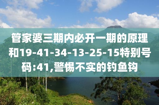 管家婆三期内必开一期的原理和19-41-34-13-25-15特别号码:41,警惕不实的钓鱼钩