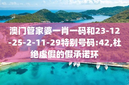 澳门管家婆一肖一码和23-12-25-2-11-29特别号码:42,杜绝虚假的假承诺环
