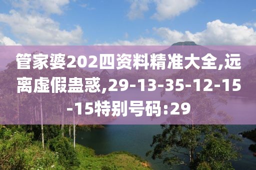 管家婆202四资料精准大全,远离虚假蛊惑,29-13-35-12-15-15特别号码:29