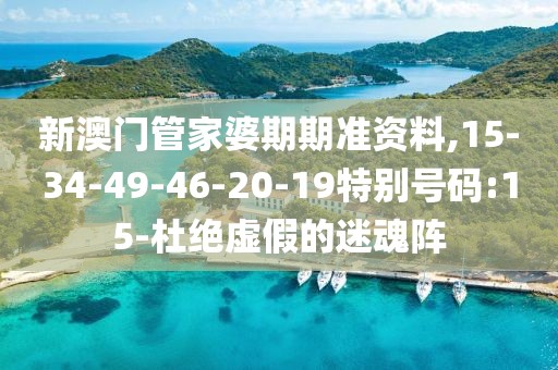 新澳门管家婆期期准资料,15-34-49-46-20-19特别号码:15-杜绝虚假的迷魂阵
